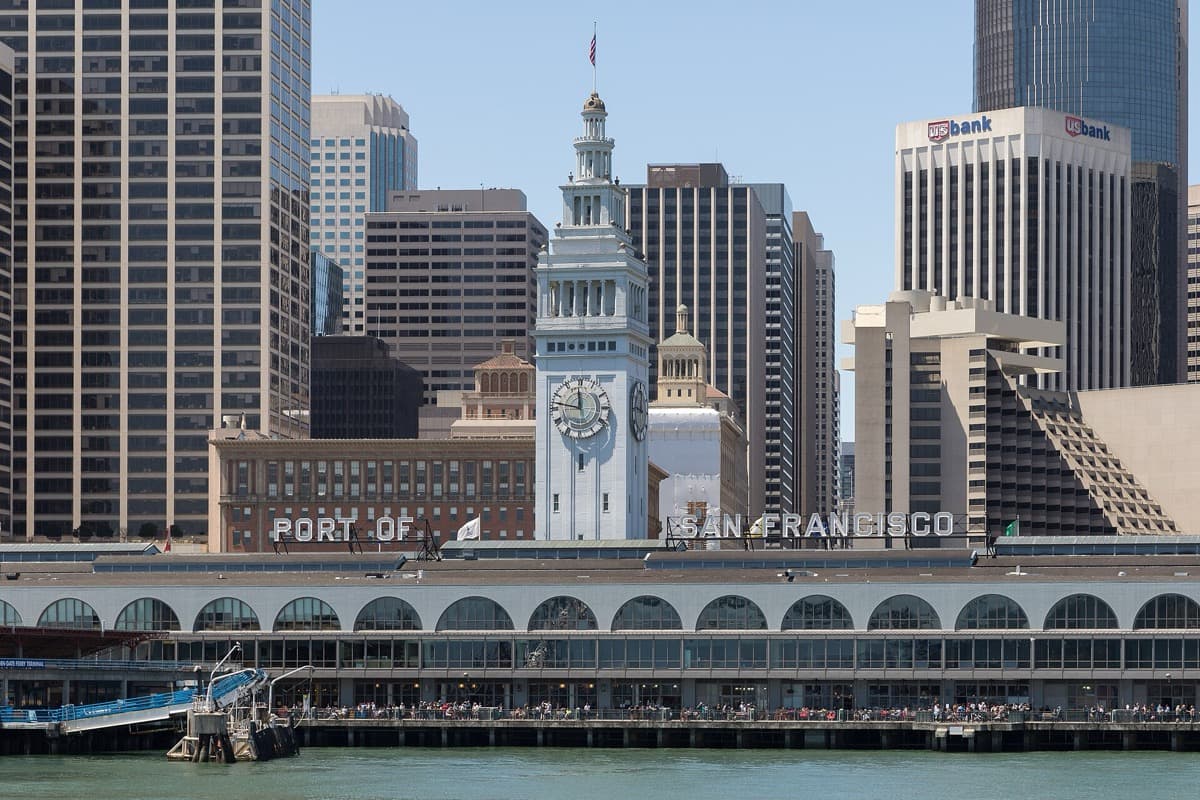 The Ferry Building clock tower on the Embarcadero