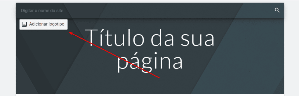 Tela de como adicionar logotipo no Google Sites.