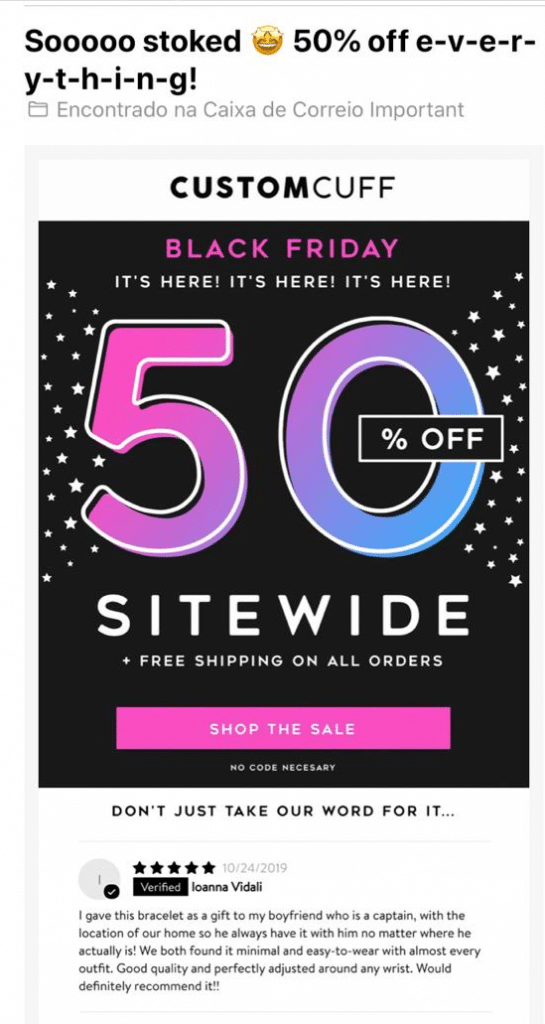 Email marketing example