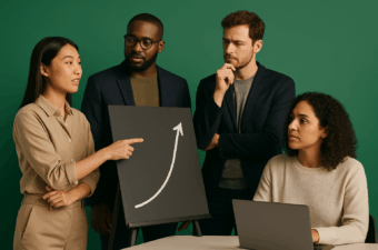 apresentação em grupo com gráfico