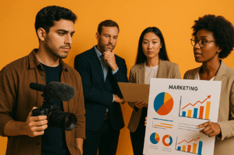 Grupo de pessoas em uma apresentação de marketing
