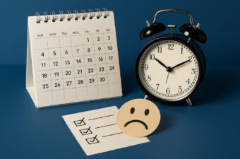 Calendário e despertador simbolizando ansiedade pós-férias