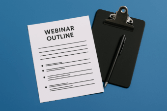 Documento de esboço para webinar sobre fundo azul.
