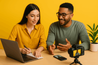 duas pessoas discutindo sobre gravação de vídeo