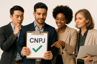 Grupo de profissionais mostrando um CNPJ ativo.