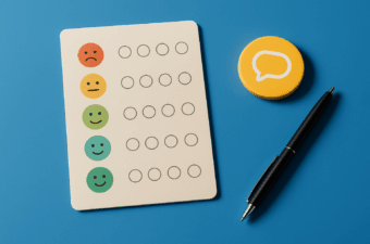 escala Likert com emoticons e caneta