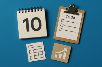 materiais de escritório com calendário e lista de tarefas