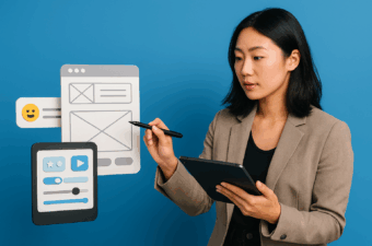 Mulher trabalhando em design de interface digital