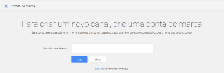 Criando uma conta de marca no Youtube