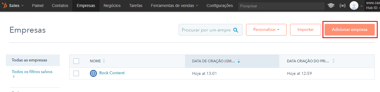 Adicionando sua empresa na Hubspot