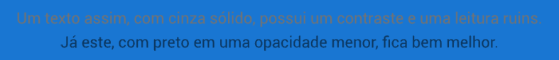 Material Design - Dois textos de diferentes opacidades sobre o mesmo fundo