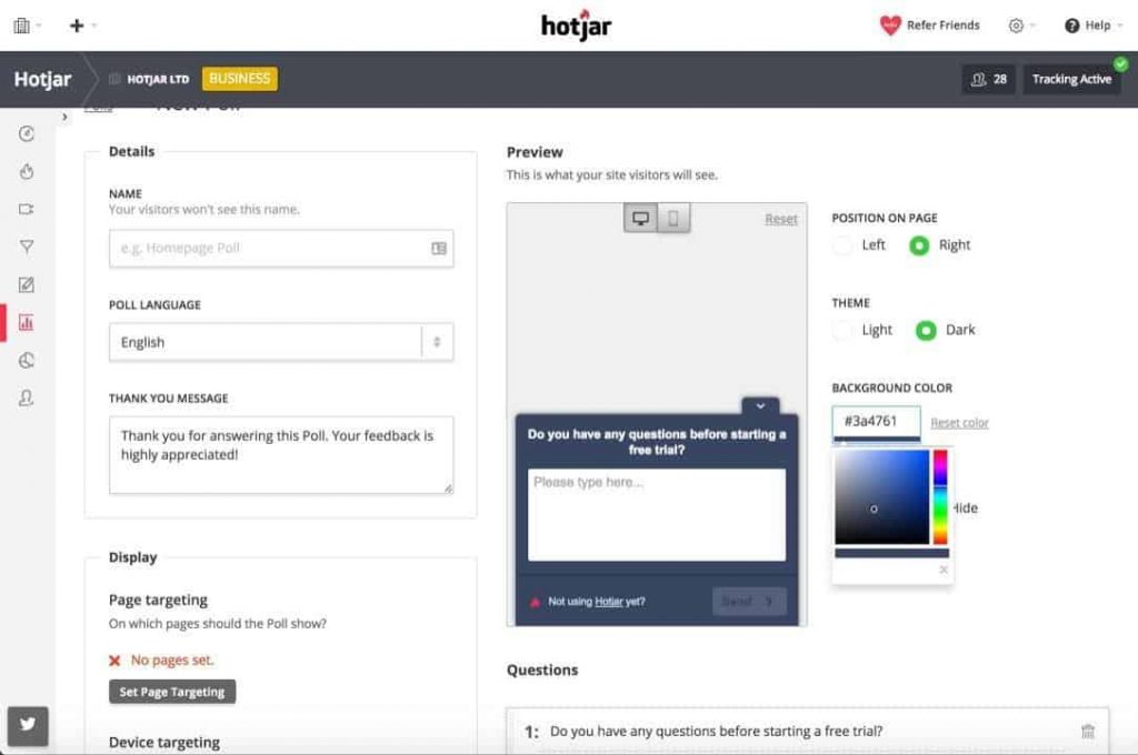pesquisa de feedbacks do hotjar
