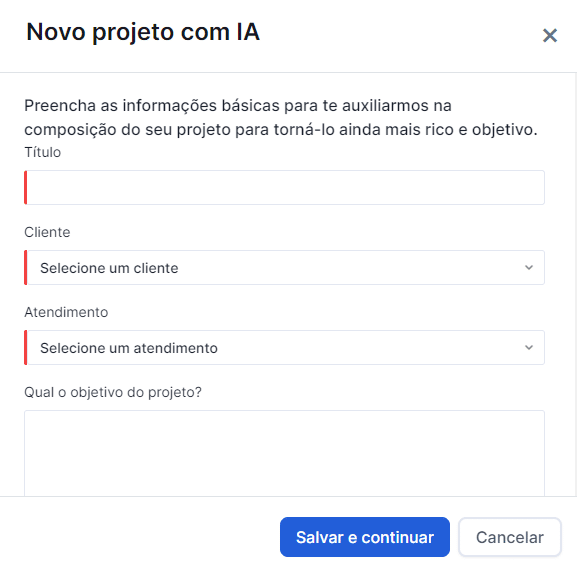 Tela dessa ferramenta - briefing com inteligência artificial 