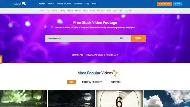 banco de vídeos videvo