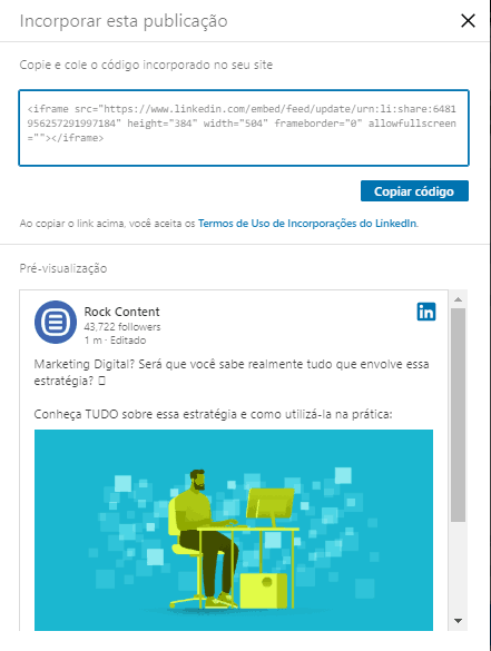 embed code LinkedIn