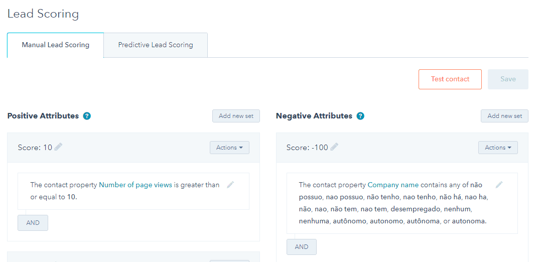 Lead Scoring na Hubspot
