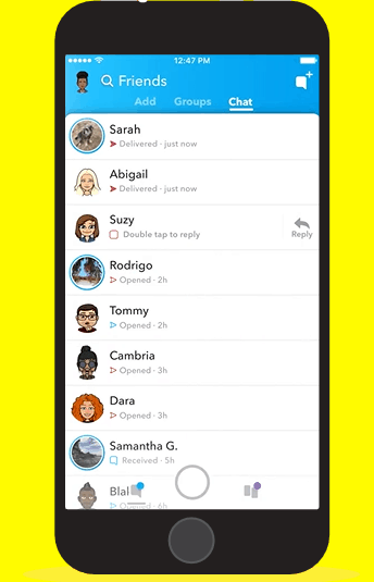 página de amigos do snapchat