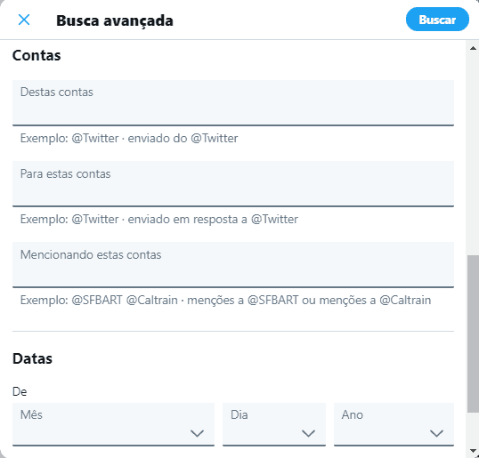 busca avançada de datas