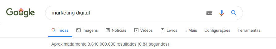busca no google mostra diferentes tipos de resultado