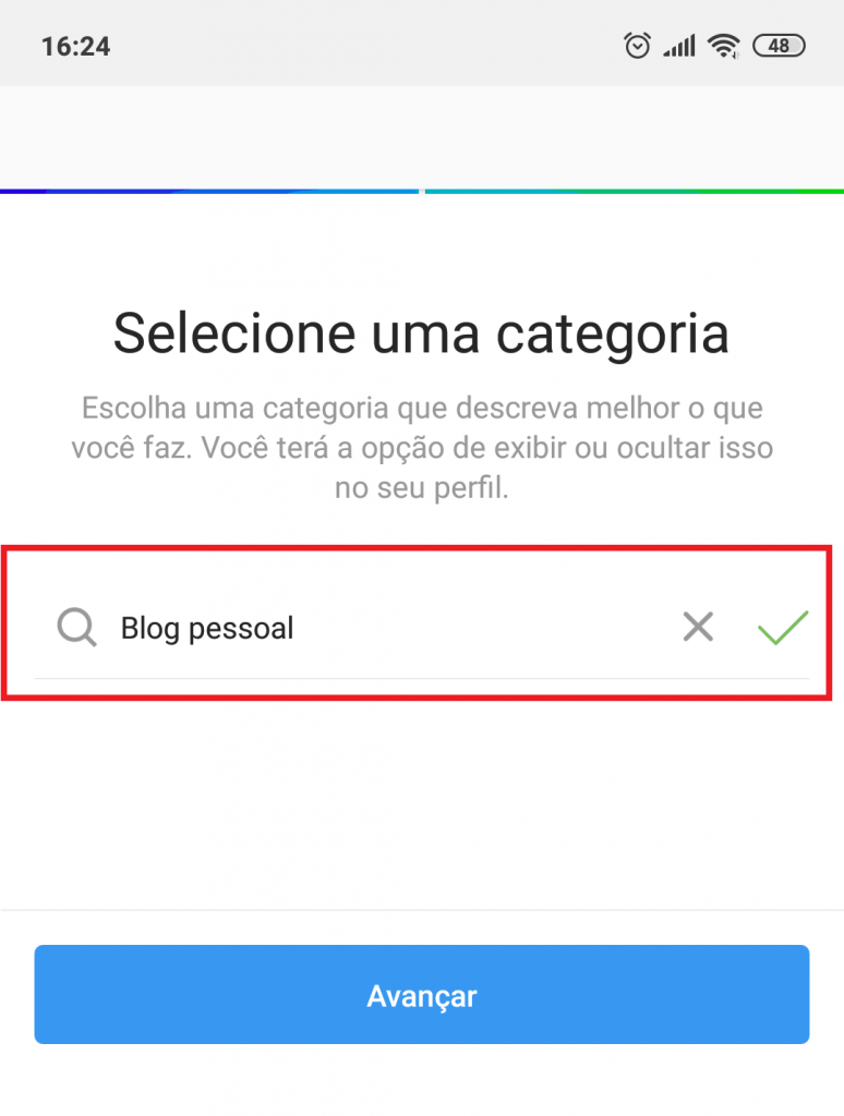 Blog pessoal no Instagram.
