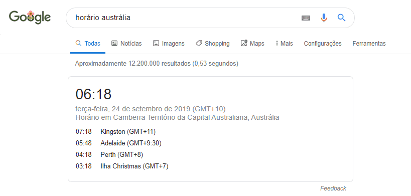 Consultando o horário