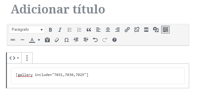 inserindo galeria no wordpress