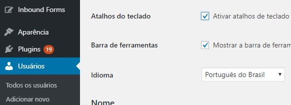 atalhos do wordpress