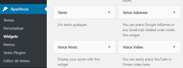 Como usar atalhos nos widgets da barra lateral?