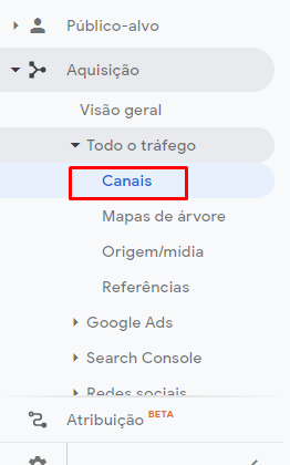 Acessar tráfego Referral