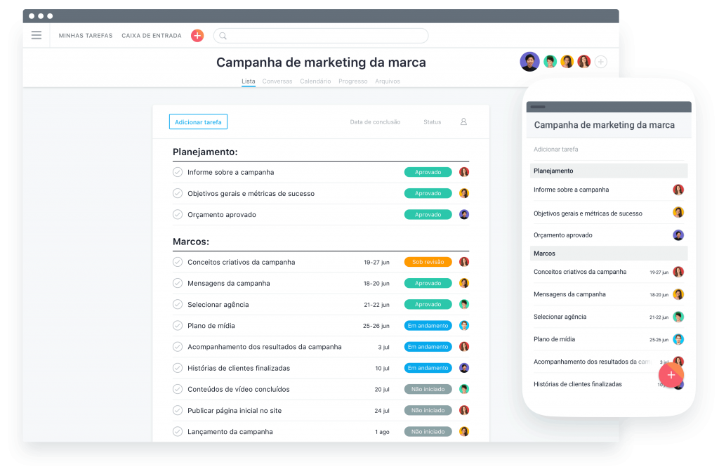screenshot Asana - gerenciador de tarefas