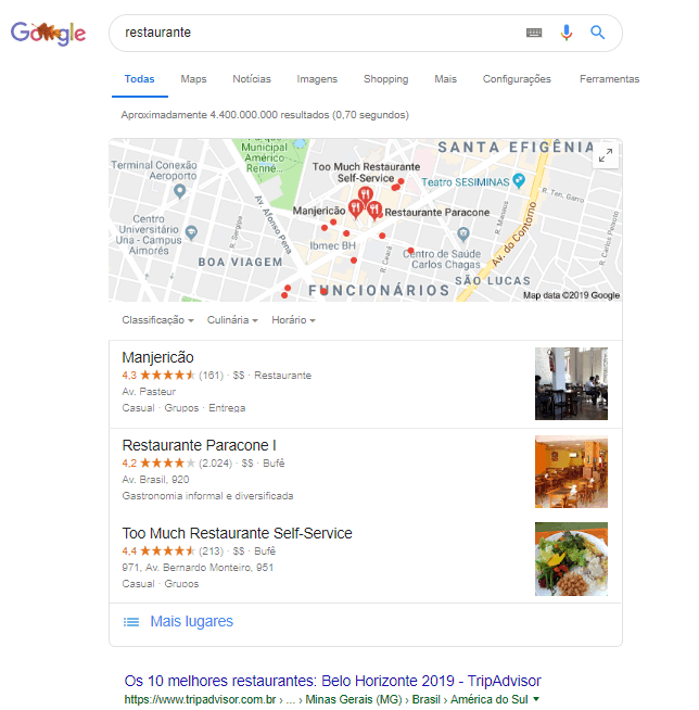 busca por restaurante