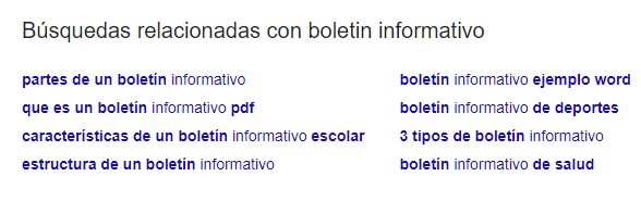 Exemplo das buscas relacionadas