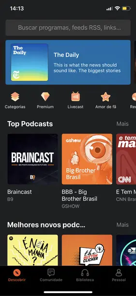 Ouvir podcasts no Castbox