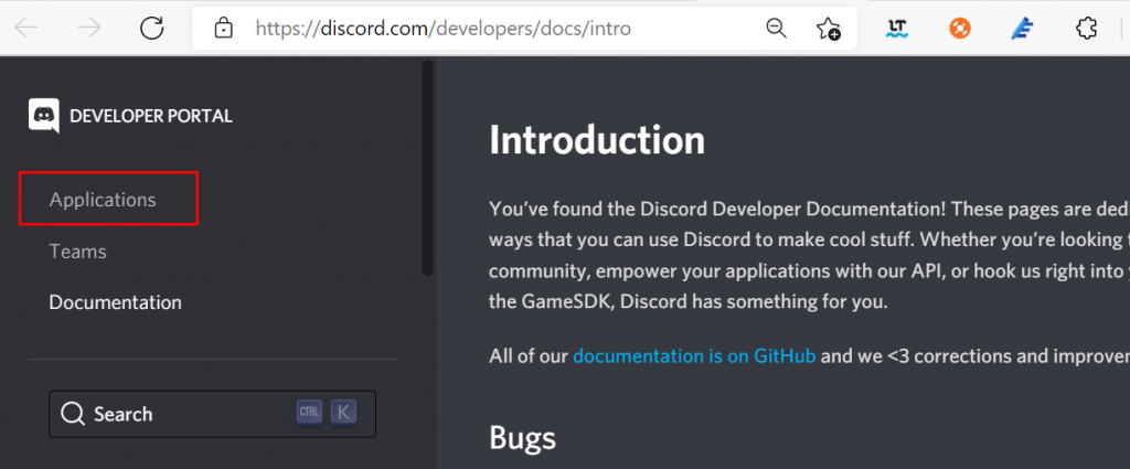 como criar um bot no discord