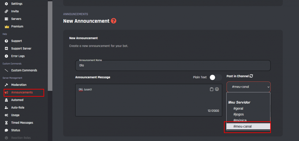 como criar um bot no discord