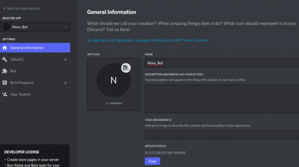 como criar um bot no discord