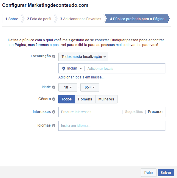 como criar uma fanpage
