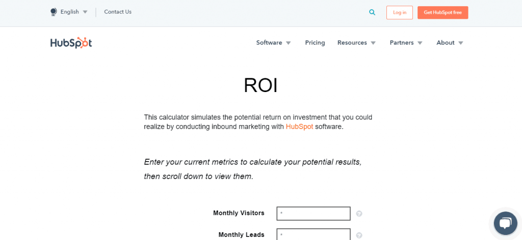 Calculadora interativa da Hubspot