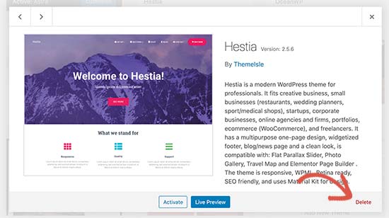 como desativar um tema no wordpress