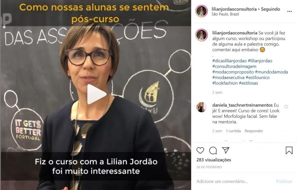 Depoimentos no Instagram