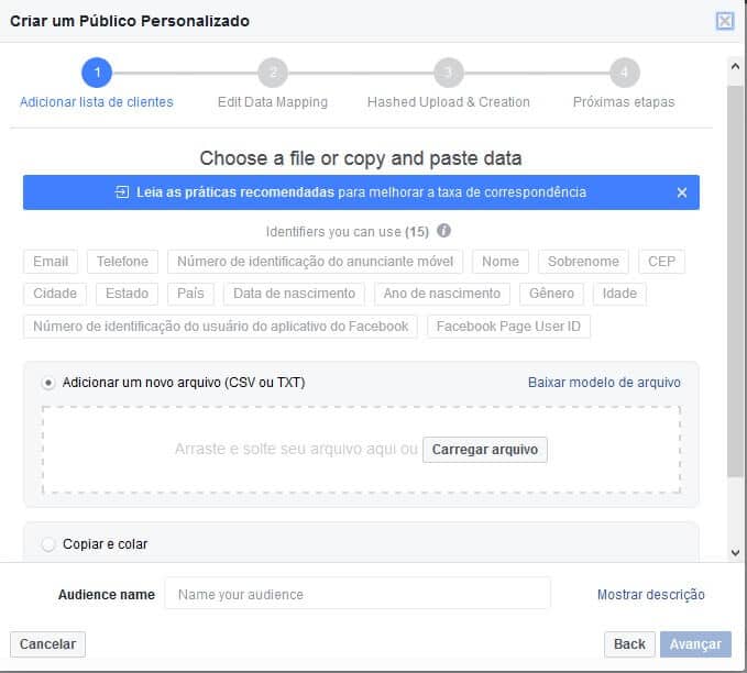 públicos personalizados no facebook