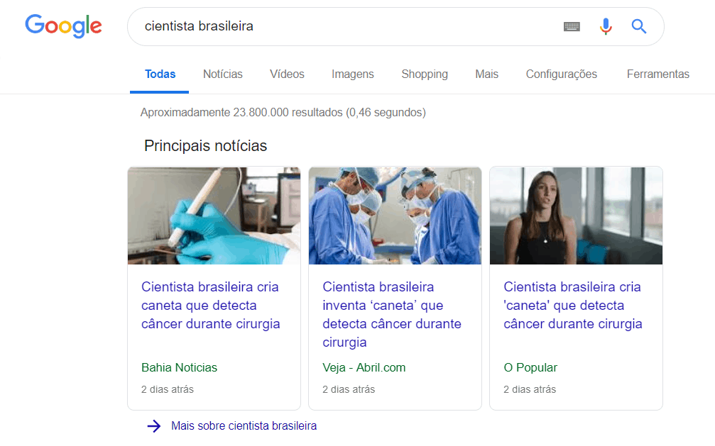 Box de notícias na SERP