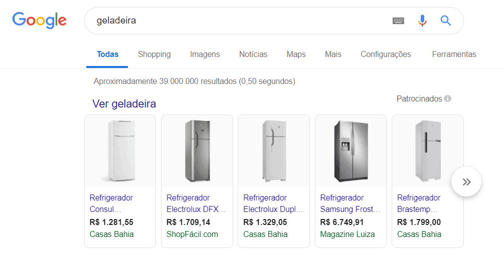 Resultados de Shopping