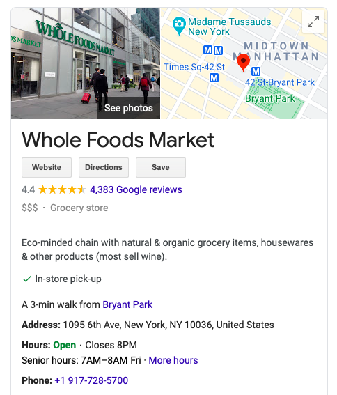google my business example