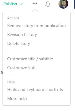 Menu de Customização de título e URL no Medium