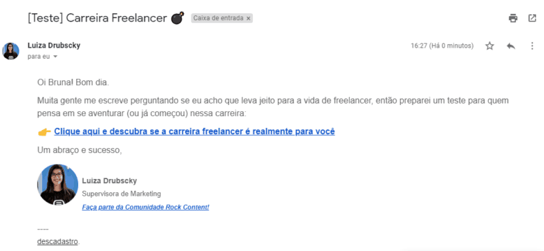 email pós conversão