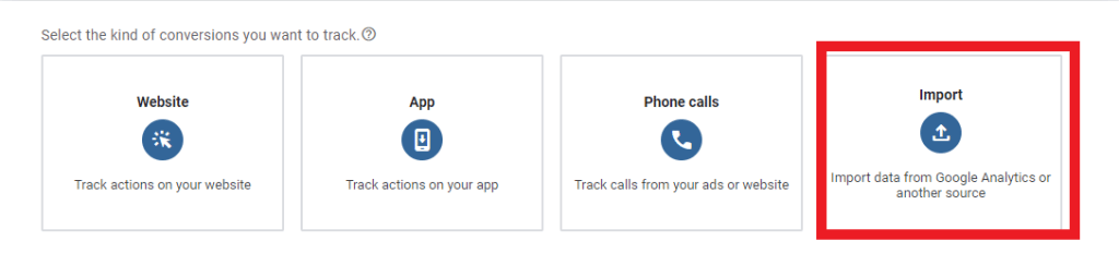 Tela de importação de dados do Google Analytics ou outra fonte com botão para importar.