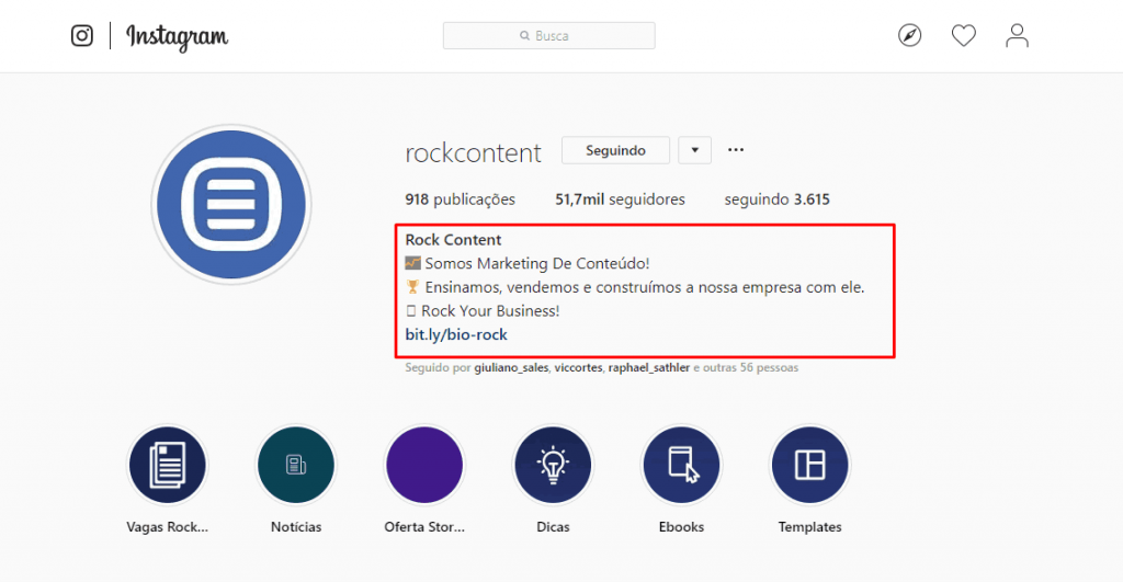 Bio do Instagram
