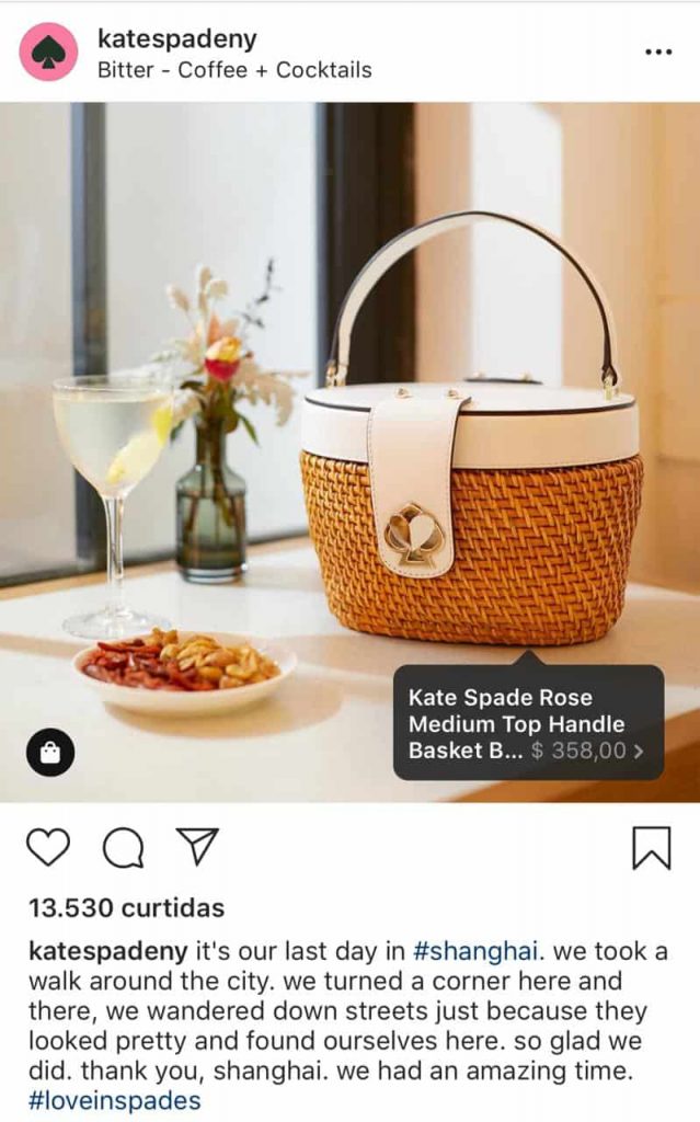 Seção de loja no perfil do Instagram