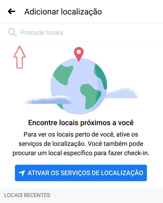 Caixa de texto "procurar locais"